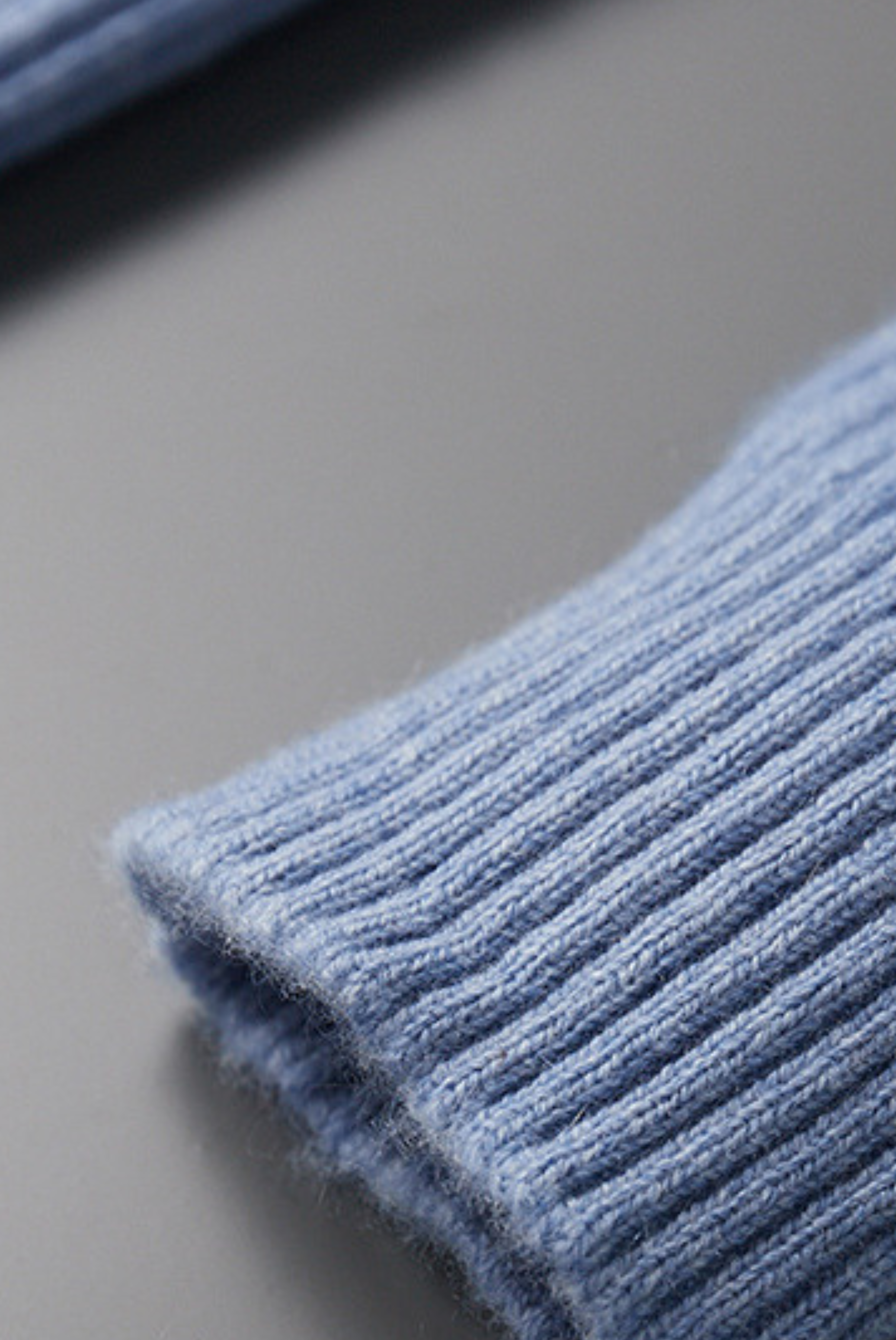Blue Ribbed Cashmere Sweater