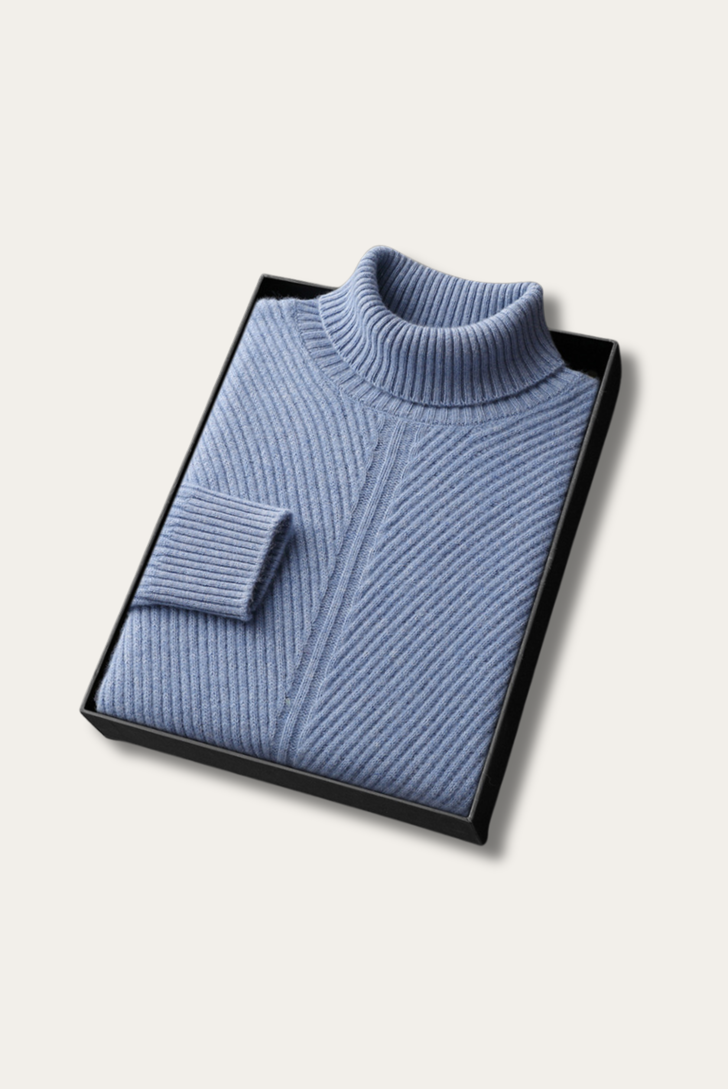Blue Ribbed Cashmere Sweater